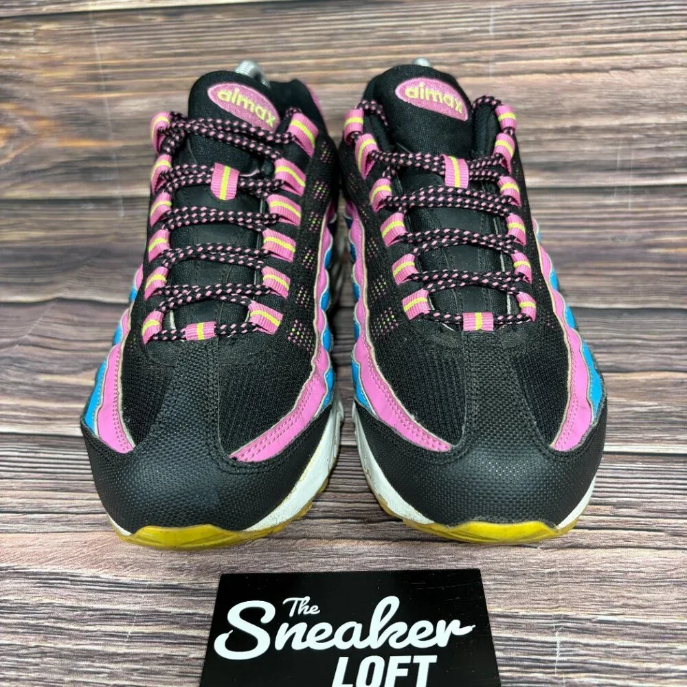 Nike Air Max 95 2013 Women's Black Volt Ice‎ Red Violet Athletic Shoes Size 8.5